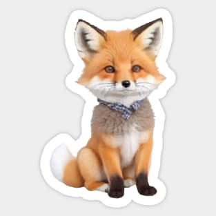 Nature, Cute Fox With Cute Small Shirt Sticker